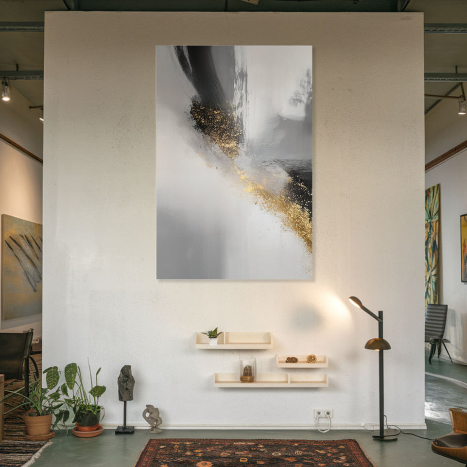 Golden Whisper of the Abyss I Abstract Wall Art June Wall Art