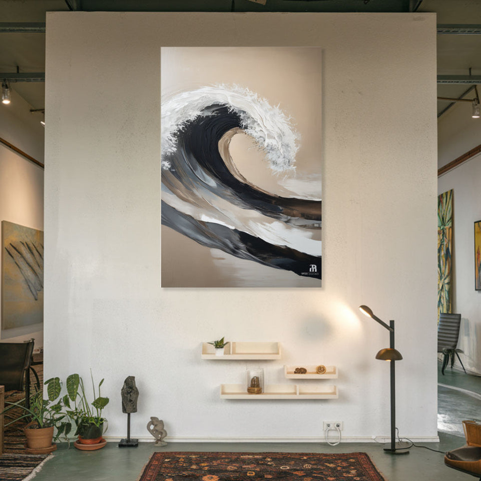 Tidal Wave of Serenity  Hand-Painted Abstract Ocean Art  Modern Coastal Wall Decor June Wall Art