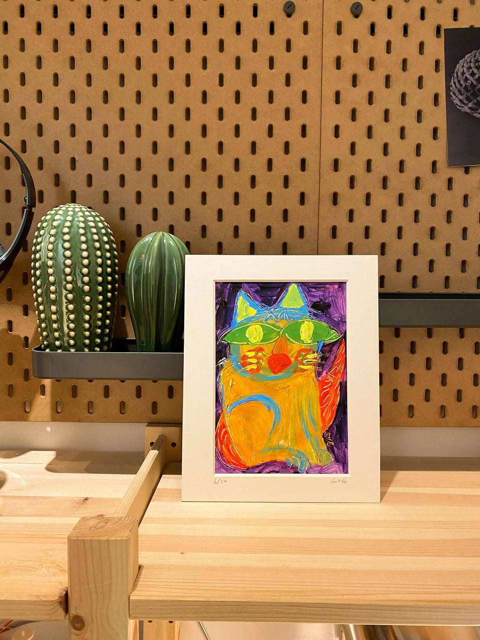 Triangle Flame Cat- Handcrafted Textured Art Print | Modern Animal Artwork in Vibrant color June Wall Art