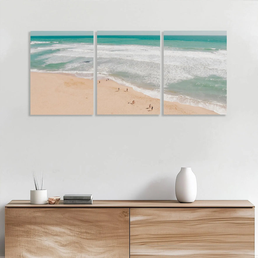 Tropical Beach Triptych Canvas Print - Coastal Ocean View Wall Art | Set of 3 Canvas Decor for Beach Lovers June Wall Art