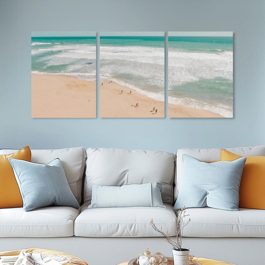 Tropical Beach Triptych Canvas Print - Coastal Ocean View Wall Art | Set of 3 Canvas Decor for Beach Lovers June Wall Art