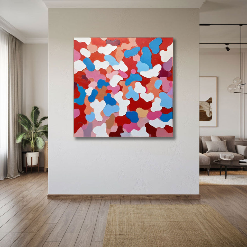 Colorful Abstract Blossoms I Vibrant Floral Canvas Art June Wall Art