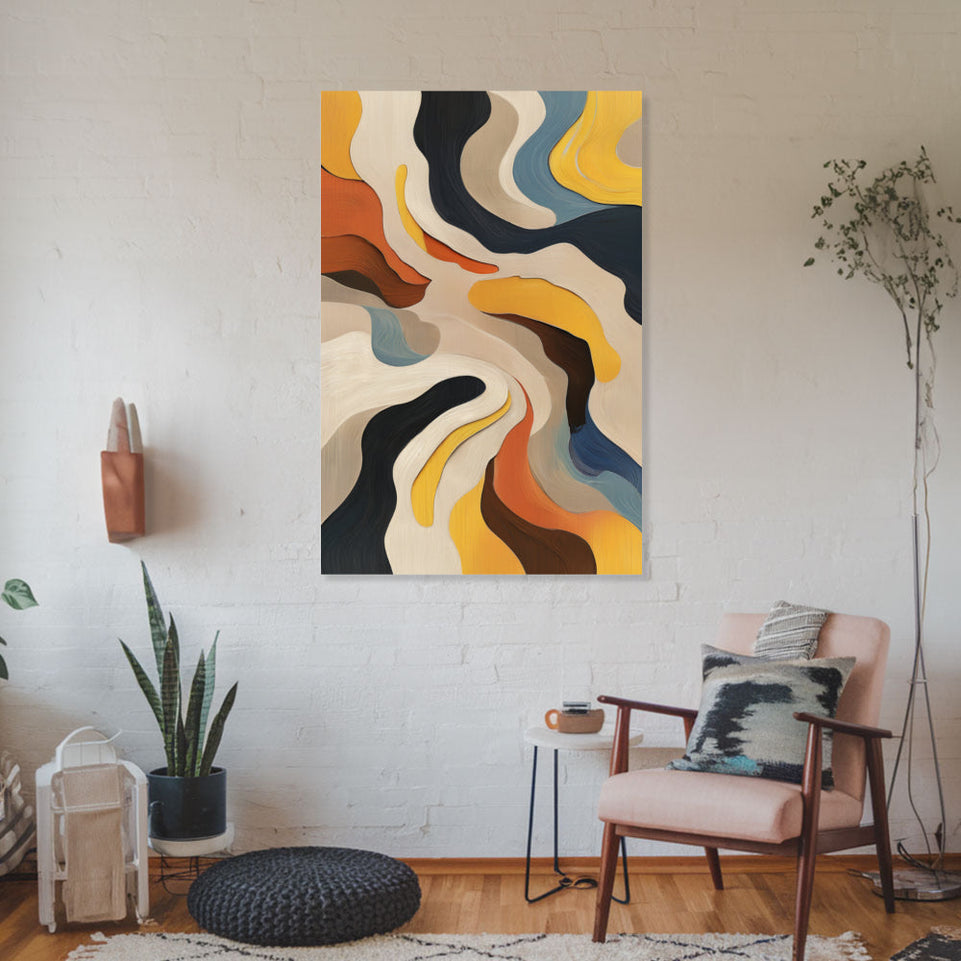 Sunny Waves Abstract Art Canvas Wall Decor June Wall Art