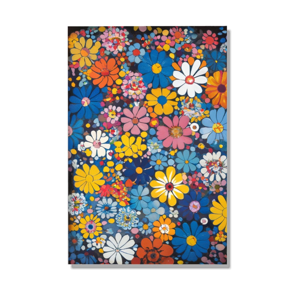 Floral Symphony in Blue and Orange Garden Wall Art June Wall Art