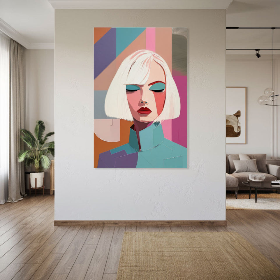 Modern Abstract Portrait Art  Contemporary Wall Decor June Wall Art