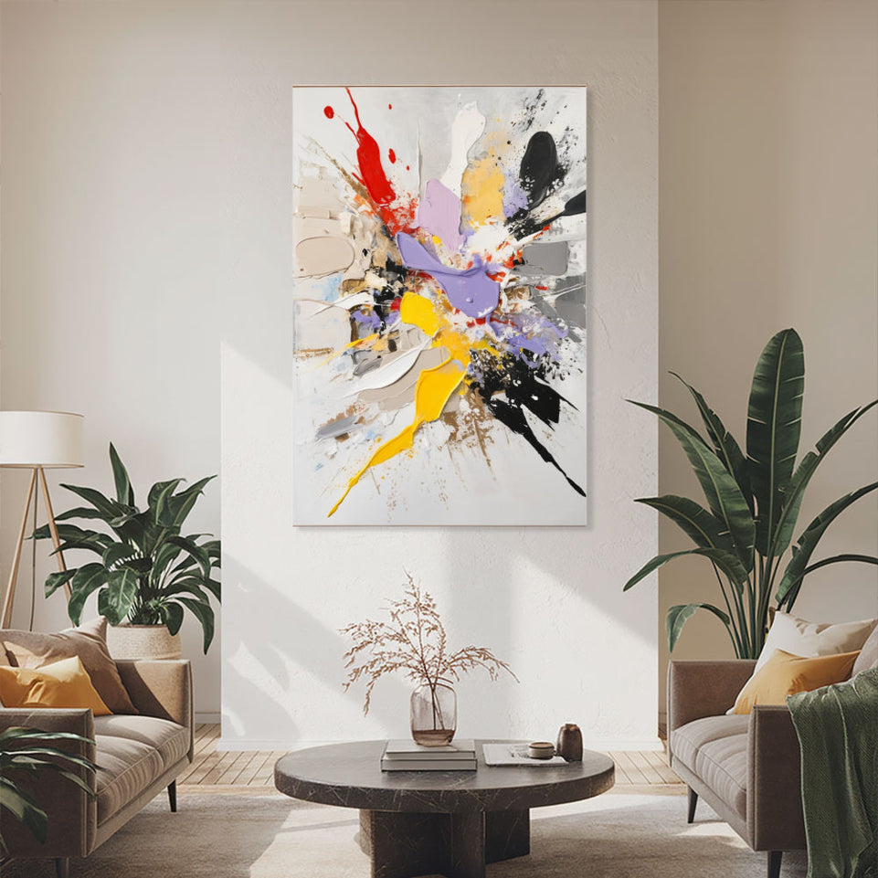 Abstract Expressionist Burst of Colors I Vibrant Modern Art June Wall Art