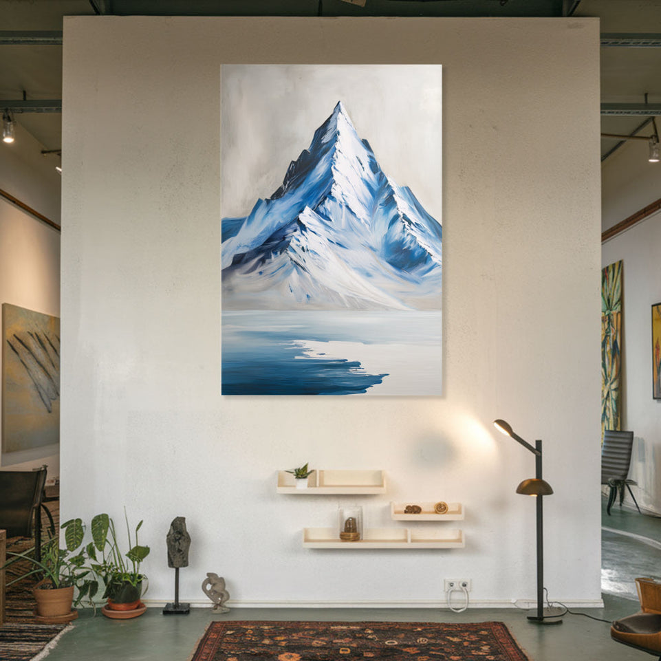 Blue Mountain Reflection Abstract Canvas Art Wall Decor June Wall Art