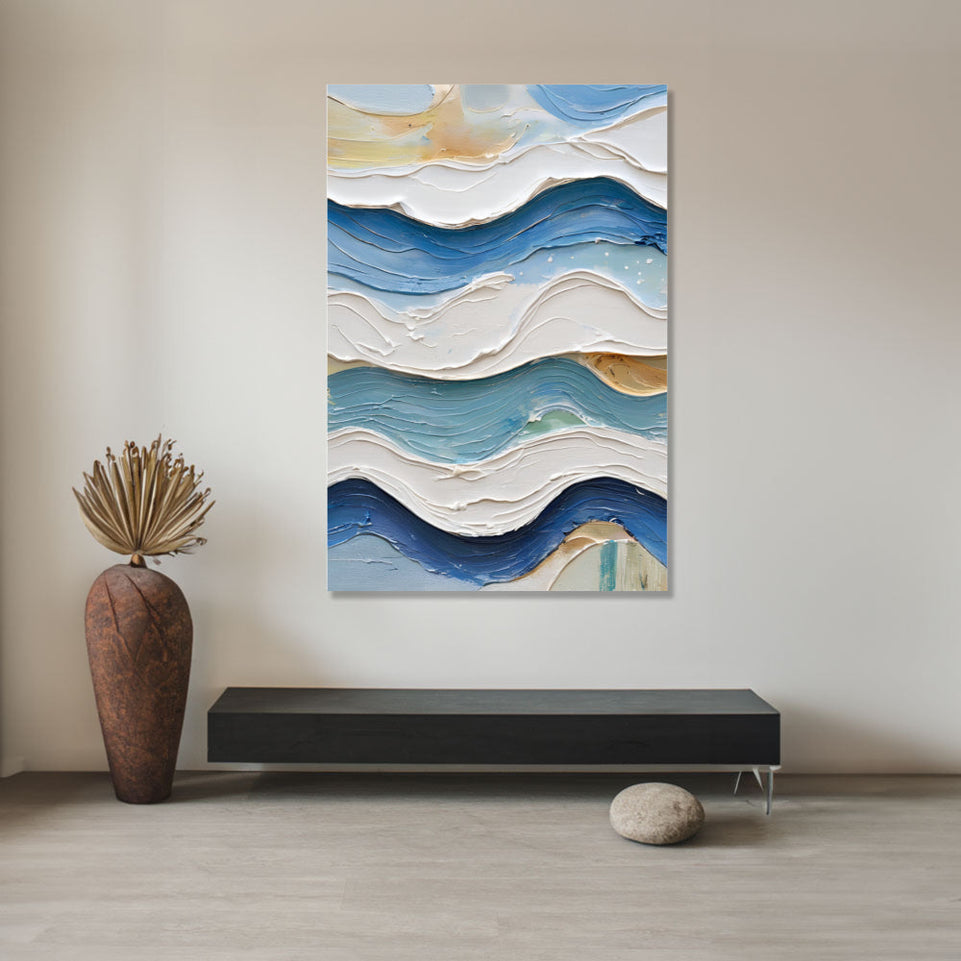 Serenity Waves Abstract Canvas Art June Wall Art