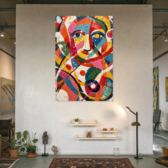 Colorful Abstract Face Canvas Art Print Art Wall Art Wooden Frame for Modern Living Room Bedroom Decor 245-255 Modern Abstract Home Decor Framed Canvas Painting Ready to Hang Artwork Living Room Bedroom Office Wall Decor Premium Poster Print for Home