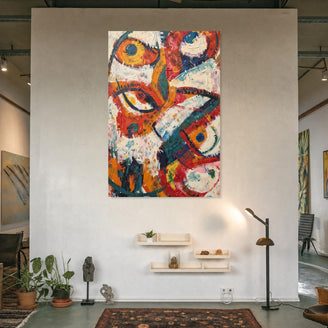 Vibrant Abstract Faces Canvas Art Print Art Wall Art Wooden Frame for Living Room Bedroom Office Decor Modern Abstract Home Decor Framed Canvas Painting Ready to Hang Artwork Living Room Bedroom Office Wall Decor Gallery Quality Contemporary Interior