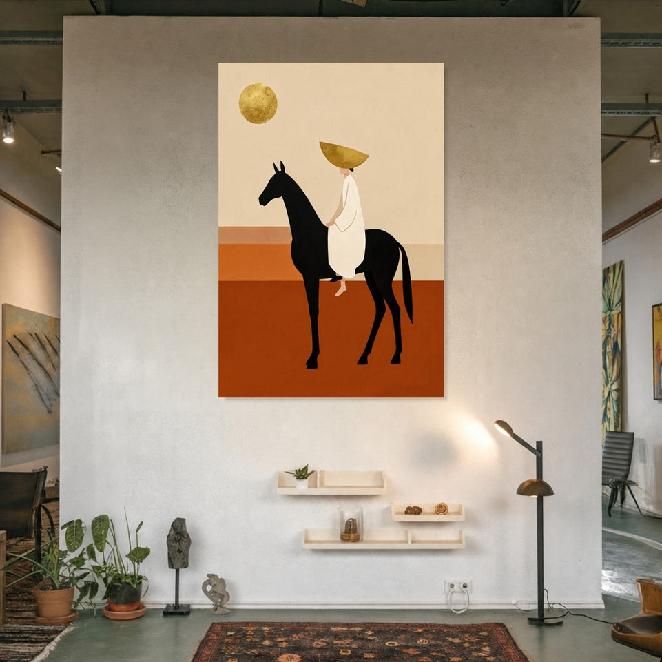 Elegant Rider on Horse Canvas Art Print Art Wall Art Wooden Frame for Stylish Living Room and Bedroom, Unique Modern Abstract Artwork to Enhance Your Home Decor and Create a Beautiful Wall Aesthetic Modern Abstract Home Decor Framed Canvas Painting