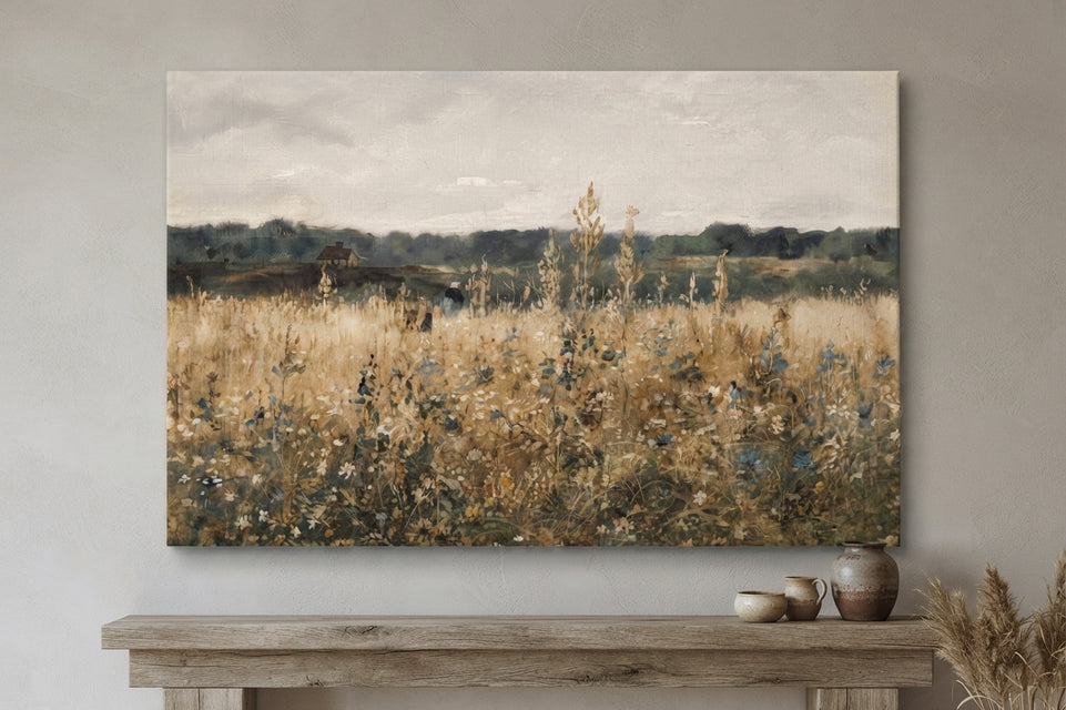 Serene Country Landscape Canvas Art Print Art Wall Art Wooden Frame for Living Room, Bedroom, Rustic Decor, Nature Lovers Modern Abstract Home Decor Framed Canvas Painting Ready to Hang Artwork Living Room Bedroom Office Wall Decor