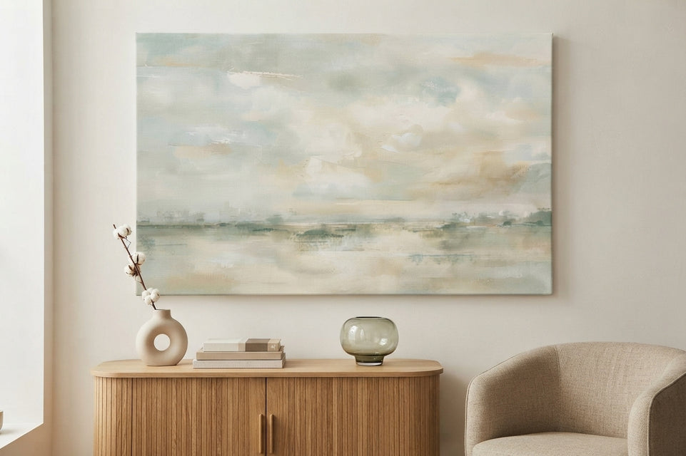Soft Serenity Abstract Landscape Canvas Art Print Art Wall Art Wooden Frame for Calm Living Room Bedroom Decor Modern Abstract Home Decor Framed Canvas Painting Ready to Hang Artwork Living Room Bedroom Office Wall Decor Premium Poster Print for Home