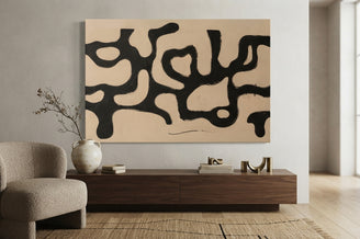 Abstract Black Shapes Canvas Art Print Art Wall Art Wooden Frame Modern Minimalist Design for Living Room Bedroom Office Decor Modern Abstract Home Decor Framed Canvas Painting Ready to Hang Artwork Living Room Bedroom Office Wall Decor