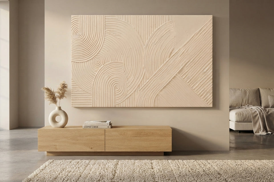 Textured Abstract Swirls Beige Canvas Art Print Art Wall Art Wooden Frame for Modern Home Decor Living Room Bedroom Modern Abstract Home Decor Framed Canvas Painting Ready to Hang Artwork Living Room Bedroom Office Wall Decor Premium Poster Print for Home