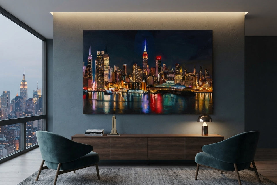 Vibrant City Nightscape Canvas Art Print Art Wall Art Wooden Frame for Modern Home Decor, Perfect for Living Room and Office Spaces Modern Abstract Home Decor Framed Canvas Painting Ready to Hang Artwork Living Room Bedroom Office Wall Decor