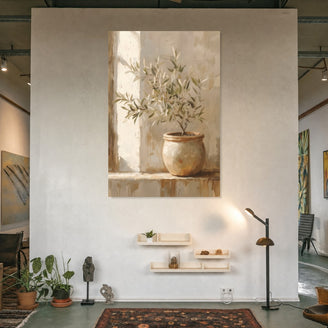 Elegant Olive Branch Canvas Art Print Art Wall Art Wooden Frame for Living Room Decor, Neutral Tones, Nature Inspired, Modern Home Aesthetic, Perfect for Minimalist Spaces Modern Abstract Home Decor Framed Canvas Painting Ready to Hang Artwork