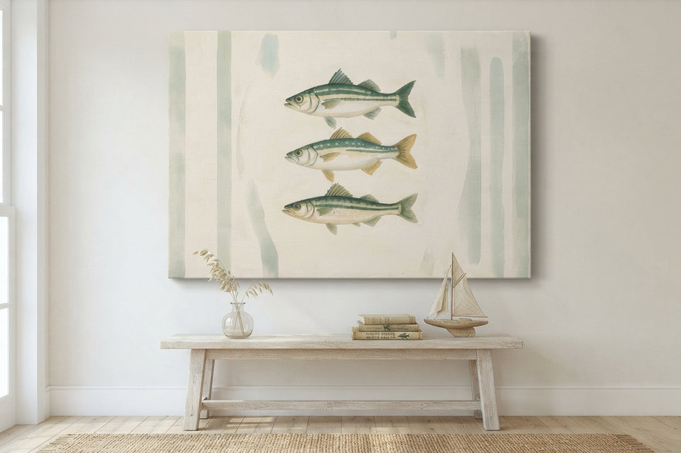 Elegant Sea Life Canvas Art Print Art Wall Art Wooden Frame with Striped Background for Kitchen Dining or Nautical Decor Modern Abstract Home Decor Framed Canvas Painting Ready to Hang Artwork Living Room Bedroom Office Wall Decor