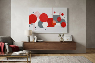 Modern Abstract Red and Gray Geometric Canvas Art Print Art Wall Art Wooden Frame, Stylish Decorative Artwork for Living Room, Office, Bedroom, Contemporary Home Decor Modern Abstract Home Decor Framed Canvas Painting Ready to Hang Artwork