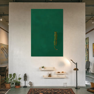 Vibrant Green Leopard Canvas Art Print Art Wall Art Wooden Frame for Bold Home Decor and Animal Lovers Modern Abstract Home Decor Framed Canvas Painting Ready to Hang Artwork Living Room Bedroom Office Wall Decor Gallery Quality Contemporary Interior