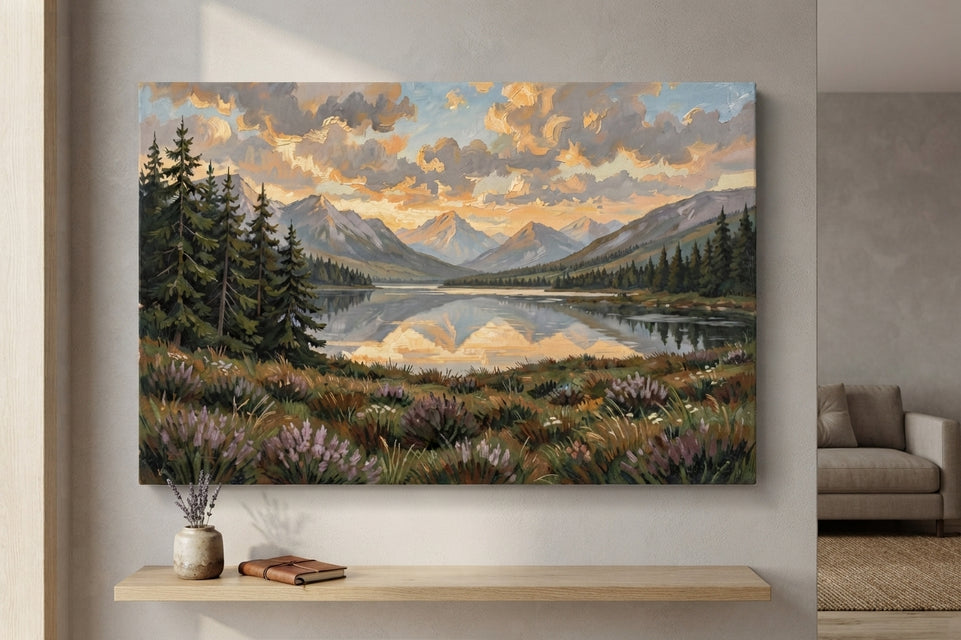 Serene Mountain Reflection Canvas Art Print Art Wall Art Wooden Frame Nature Landscape Decor for Living Room Bedroom Office Modern Abstract Home Decor Framed Canvas Painting Ready to Hang Artwork Living Room Bedroom Office Wall Decor