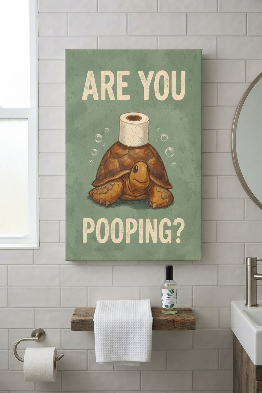 Are You Pooping Turtle Canvas Art Print Art Wall Art Wooden Frame Quirky Funny Home Decor Unique Animal Art for Living Room Bedroom Office Fun Wall Decor Modern Abstract Framed Canvas Painting Humor Modern Abstract Home Decor Ready to Hang Artwork