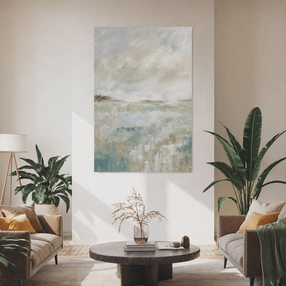 Abstract Landscape Canvas Art Print Art Wall Art Wooden Frame Soft Earthy Tones Tranquil Serenity Home Decor Modern Abstract Home Decor Framed Canvas Painting Ready to Hang Artwork Living Room Bedroom Office Wall Decor Premium Poster Print for Home
