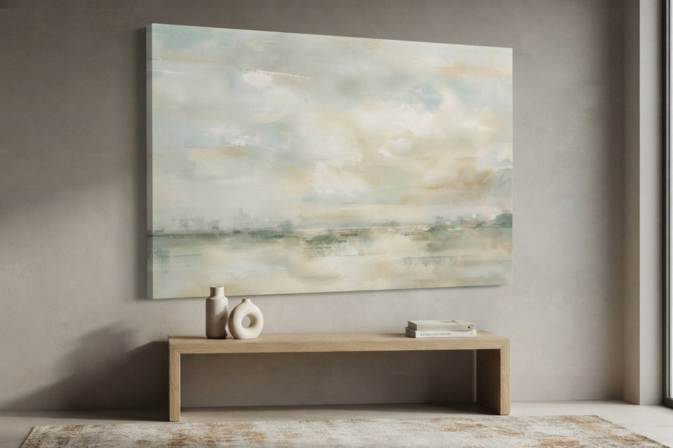 Soft Serenity Abstract Landscape Canvas Art Print Art Wall Art Wooden Frame for Calm Living Room Bedroom Decor Modern Abstract Home Decor Framed Canvas Painting Ready to Hang Artwork Living Room Bedroom Office Wall Decor Premium Poster Print for Home