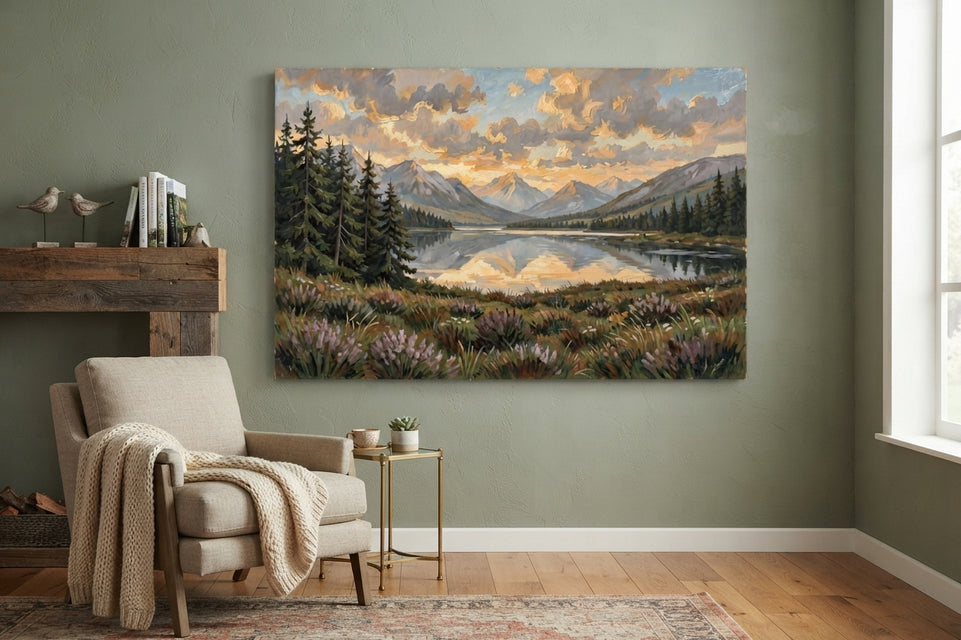 Serene Mountain Reflection Canvas Art Print Art Wall Art Wooden Frame Nature Landscape Decor for Living Room Bedroom Office Modern Abstract Home Decor Framed Canvas Painting Ready to Hang Artwork Living Room Bedroom Office Wall Decor