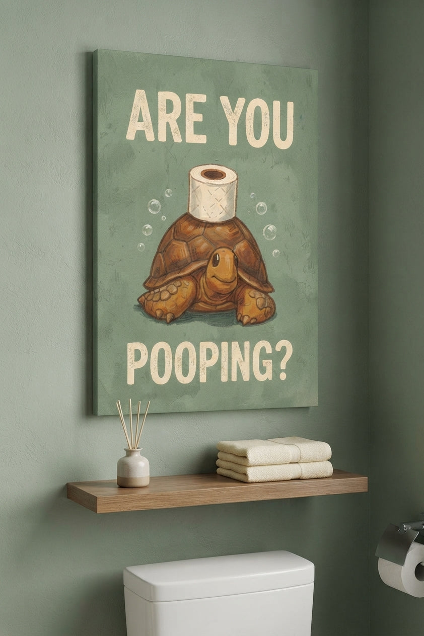 Are You Pooping Turtle Canvas Art Print Art Wall Art Wooden Frame Quirky Funny Home Decor Unique Animal Art for Living Room Bedroom Office Fun Wall Decor Modern Abstract Framed Canvas Painting Humor Modern Abstract Home Decor Ready to Hang Artwork