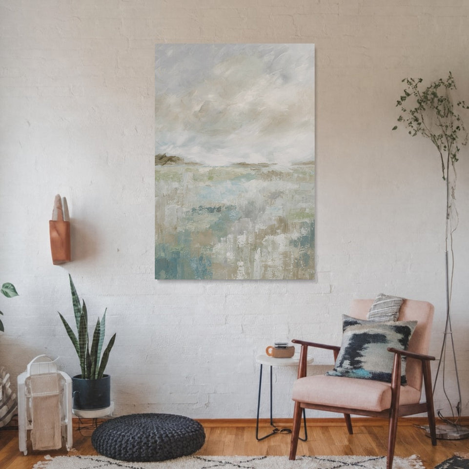 Abstract Landscape Canvas Art Print Art Wall Art Wooden Frame Soft Earthy Tones Tranquil Serenity Home Decor Modern Abstract Home Decor Framed Canvas Painting Ready to Hang Artwork Living Room Bedroom Office Wall Decor Premium Poster Print for Home