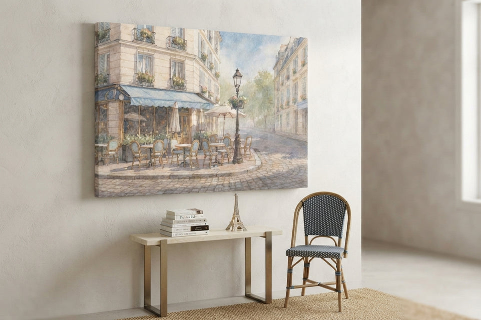 Charming Parisian Café Scene Canvas Art Print Art Wall Art Wooden Frame for Cozy Living Room or Elegant Dining Space Modern Abstract Home Decor Framed Canvas Painting Ready to Hang Artwork Living Room Bedroom Office Wall Decor