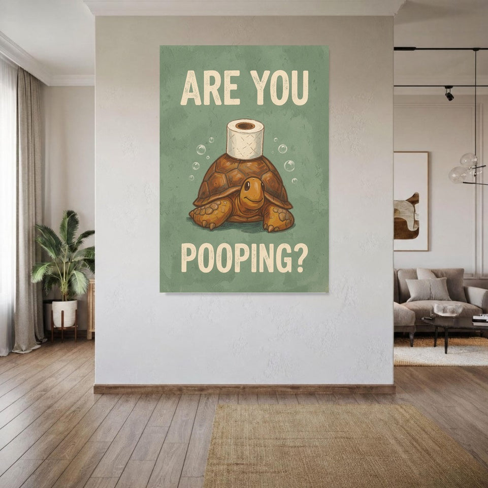 Are You Pooping Turtle Canvas Art Print Art Wall Art Wooden Frame Quirky Funny Home Decor Unique Animal Art for Living Room Bedroom Office Fun Wall Decor Modern Abstract Framed Canvas Painting Humor Modern Abstract Home Decor Ready to Hang Artwork