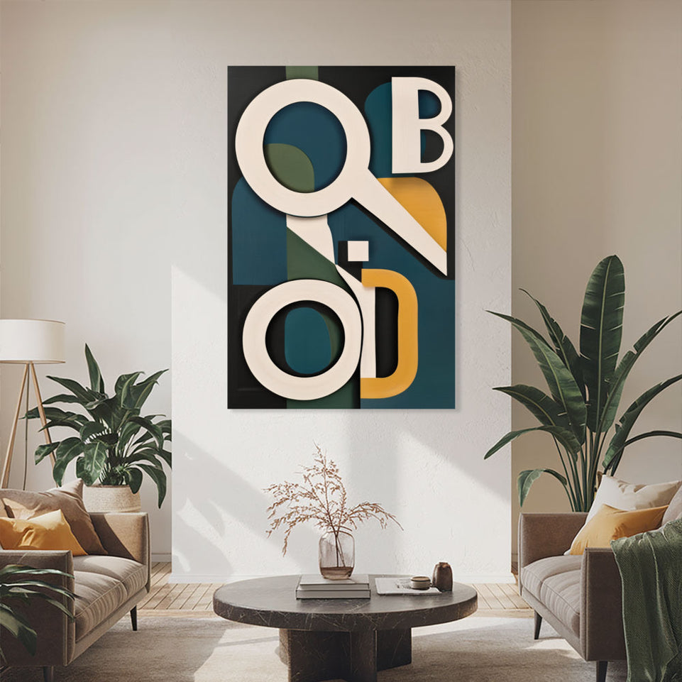 Midnight Symphony in Geometric Harmony  Modern Abstract Art for Home Decor June Wall Art