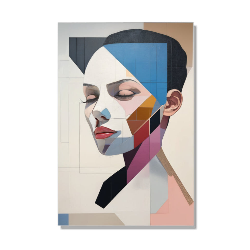 Modern Abstract Portrait Art  Geometric Face Design  Contemporary Wall Decor June Wall Art
