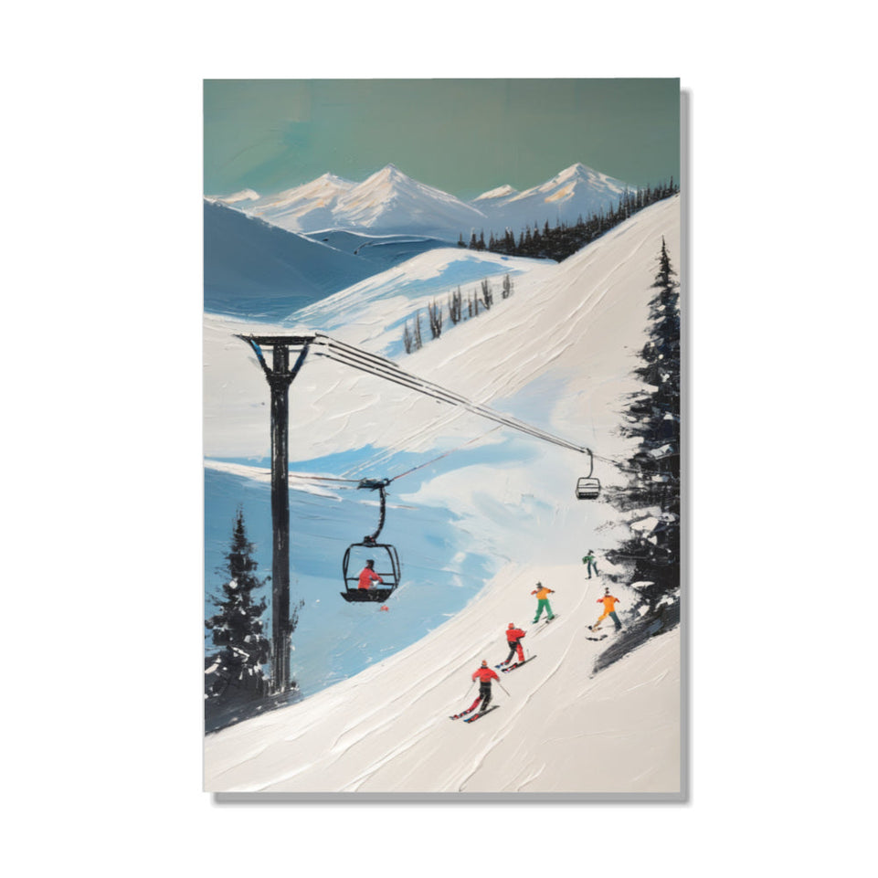Winter Ski Slope Adventure I Vibrant Mountain Scene June Wall Art