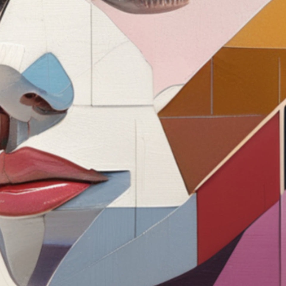 Modern Abstract Portrait Art  Geometric Face Design  Contemporary Wall Decor June Wall Art