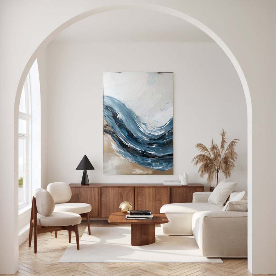 Ocean's Embrace I Abstract Sea Wave Painting for Home Decor June Wall Art
