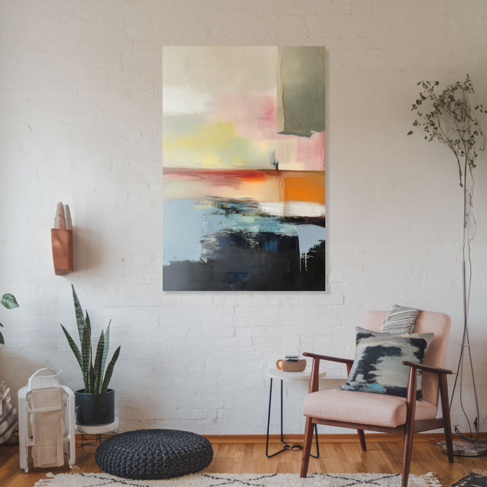 Abstract Sunset Reflections I Vibrant Canvas Art June Wall Art