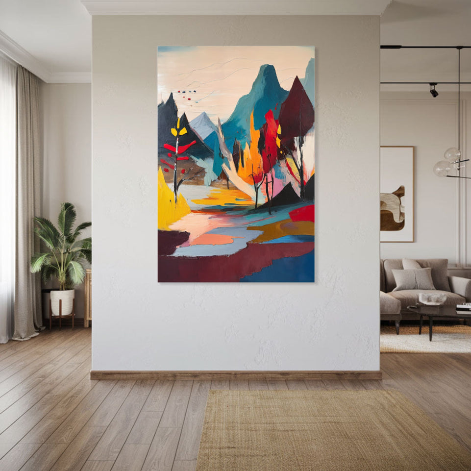 Autumn Reflections in the Mountains  Landscape Art for Home Decor June Wall Art
