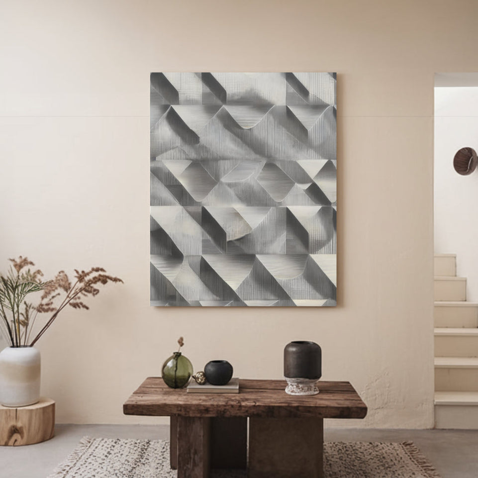 Silver Geometric Abstract Art   Metal Wall Decor June Wall Art