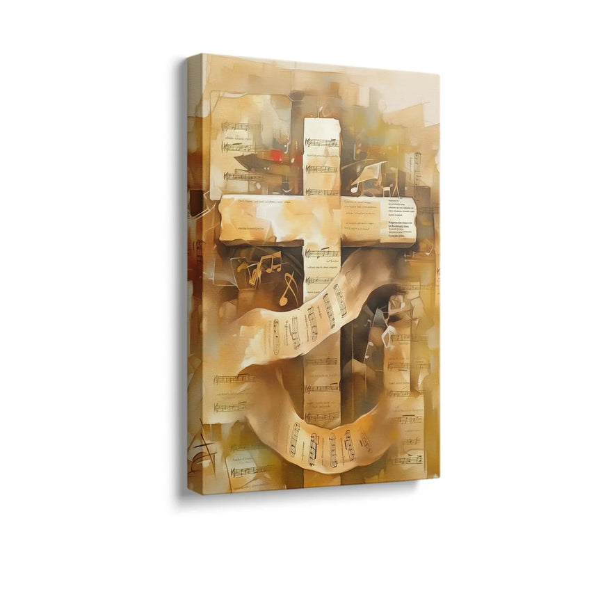 Musical Cross Canvas Print - Inspirational Christian Wall Art for Music Lovers and Faith-Based Home Decor June Wall Art