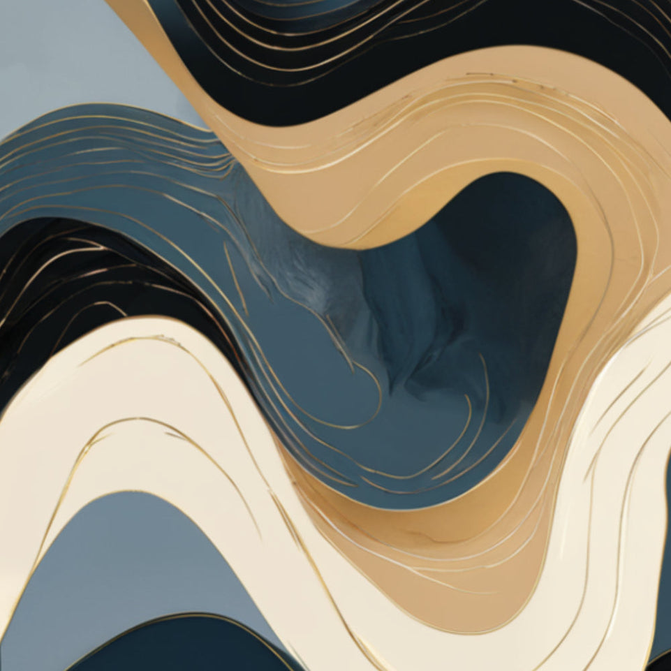 Blue Waves Abstract Canvas Art for Living Room Decor June Wall Art