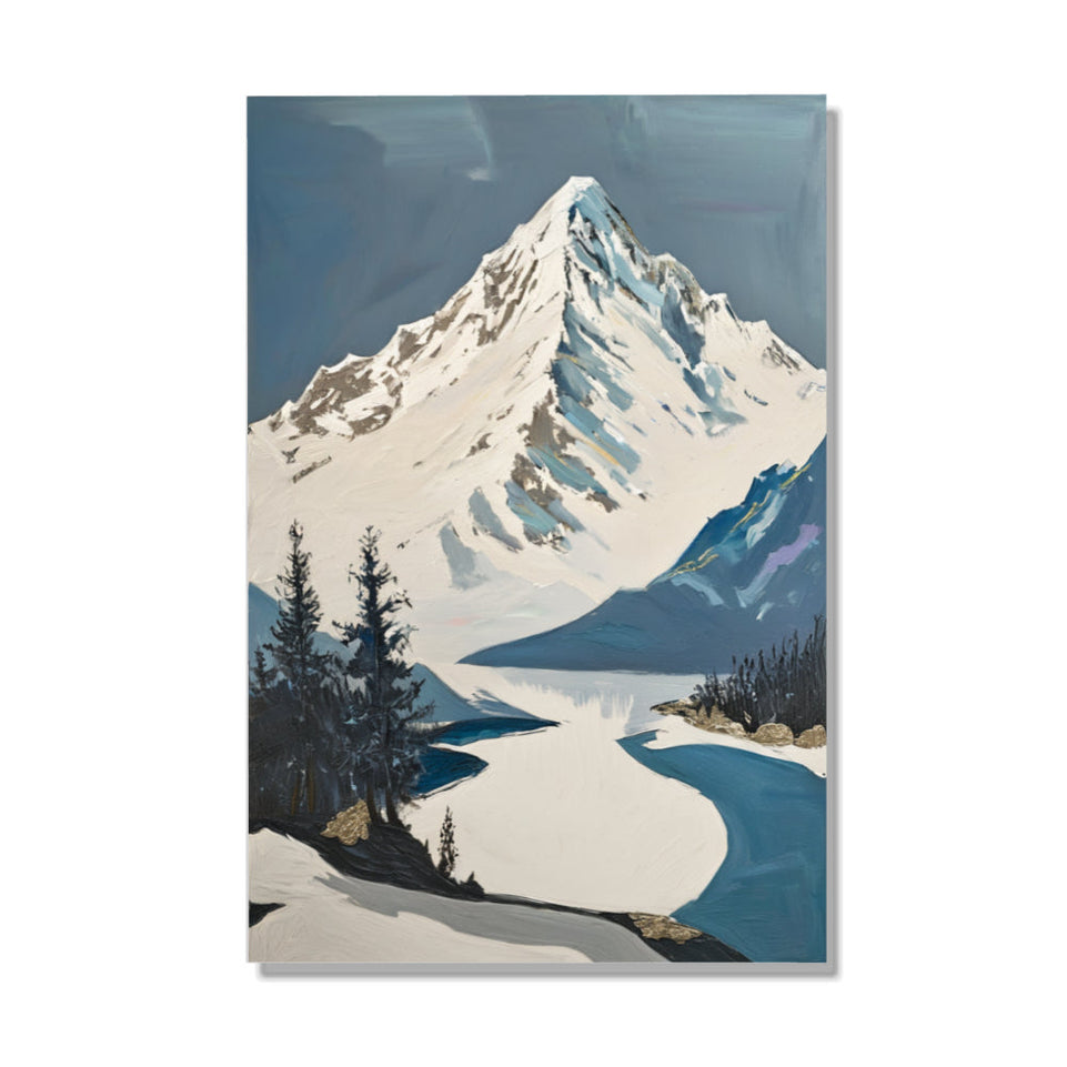 Snowy Mountain Summit  Canvas Art June Wall Art