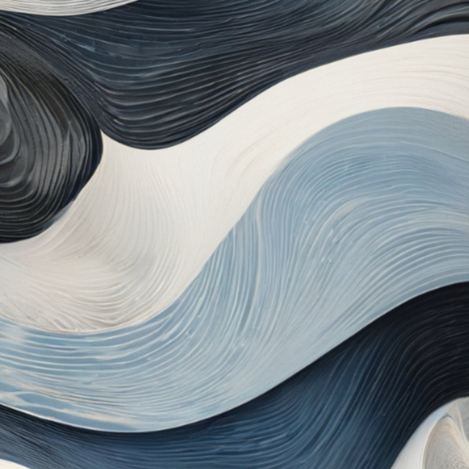 Blue Waves Abstract Canvas Art June Wall Art