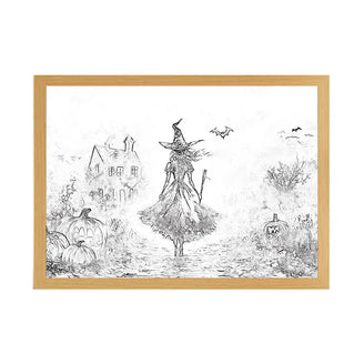 Witch’s Night Light Up Painting – Spooky Halloween Framed Wall Art for Home Decor June Wall Art