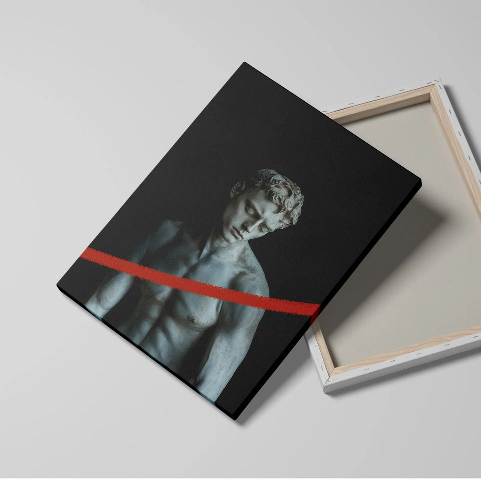 Atlas - Modern Minimalist Roman Statue Wall Art with Color Accent - Canvas Print June Wall Art
