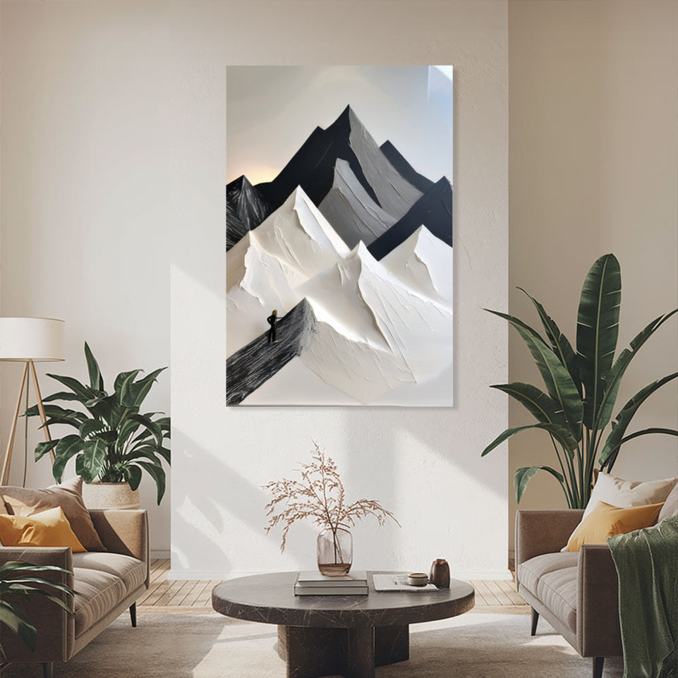 Alpine Ascent  Modern Abstract Mountain Art for Home Decor June Wall Art