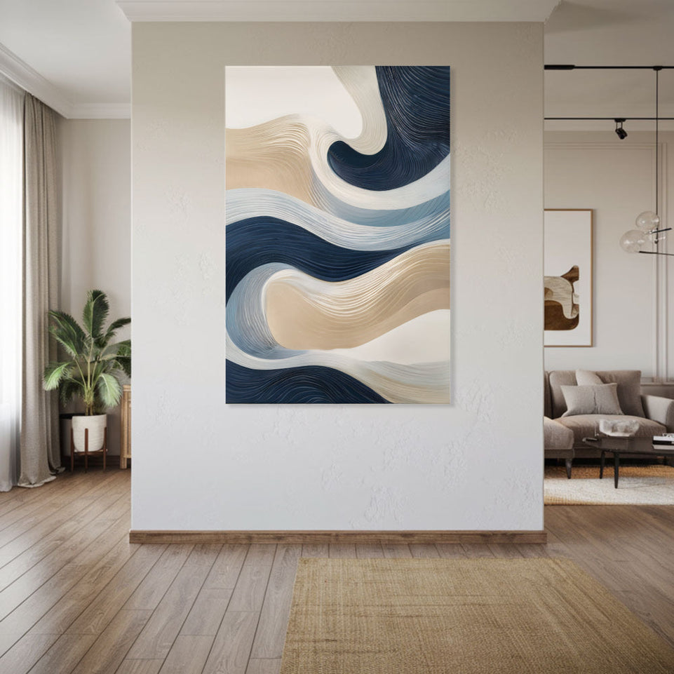 Serenity Waves Abstract Art Canvas Wall Decor June Wall Art