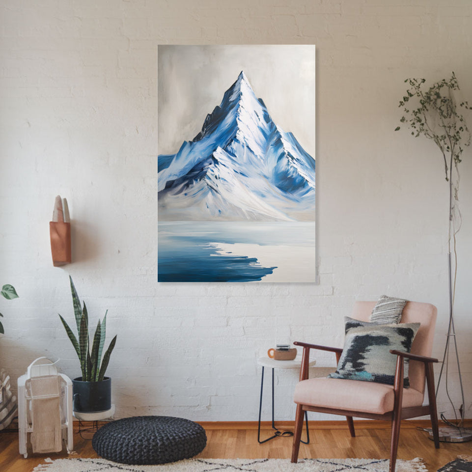 Blue Mountain Reflection Abstract Canvas Art Wall Decor June Wall Art